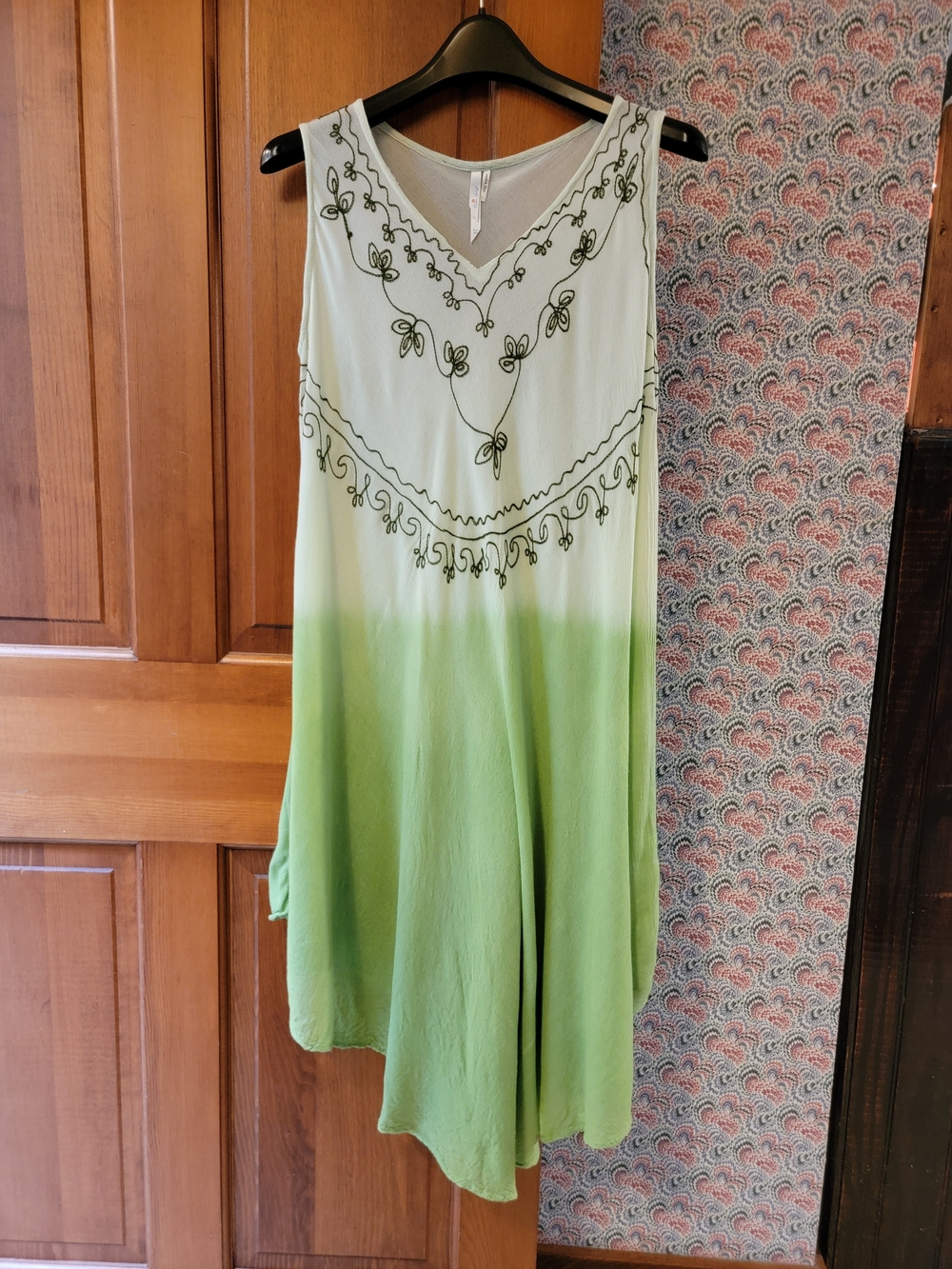 Ocean Breeze Green Ombre Embroidered Swim Coverup 100% Rayon Beach Dress